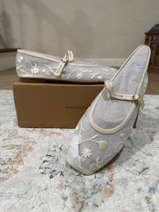 Vivaia Shoes - Vivaia Margot Mary Jane Cream French Floral Flats